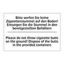 Bitte werfen Sie keine Zigarettenstummel /.../ - Please do not throw cigarette /.../