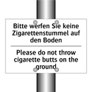Bitte werfen Sie keine Zigarettenstummel /.../ - Please do not throw cigarette /.../