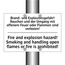Brand- und Explosionsgefahr! Rauchen /.../ - Fire and explosion hazard! Smoking /.../