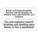 Brand- und Explosionsgefahr! Rauchen /.../ - Fire and explosion hazard! Smoking /.../