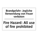 Brandgefahr: Jegliche Verwendung /.../ - Fire Hazard: All use of fire prohibited/.../