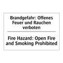 Brandgefahr: Offenes Feuer und /.../ - Fire Hazard: Open Fire and Smoking /.../
