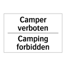 Camper verboten - Camping forbidden