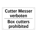 Cutter Messer verboten - Box cutters prohibited