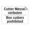 Cutter Messer verboten - Box cutters prohibited