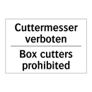 Cuttermesser verboten - Box cutters prohibited