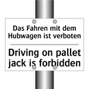 Das Fahren mit dem Hubwagen ist /.../ - Driving on pallet jack is forbidden/.../