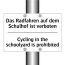 Das Radfahren auf dem Schulhof /.../ - Cycling in the schoolyard is prohibited/.../