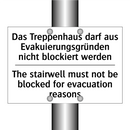 Das Treppenhaus darf aus Evakuierungsgründen /.../ - The stairwell must not be blocked /.../