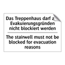 Das Treppenhaus darf aus Evakuierungsgründen /.../ - The stairwell must not be blocked /.../