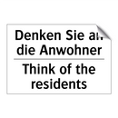 Denken Sie an die Anwohner - Think of the residents