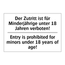 Der Zutritt ist für Minderjährige /.../ - Entry is prohibited for minors /.../