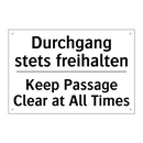 Durchgang stets freihalten - Keep Passage Clear at All Times/.../
