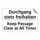 Durchgang stets freihalten - Keep Passage Clear at All Times/.../