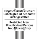 Eingeschränktes Gebiet: Unbefugten /.../ - Restricted Area: Unauthorized /.../