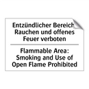 Entzündlicher Bereich: Rauchen /.../ - Flammable Area: Smoking and Use /.../