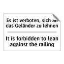 Es ist verboten, sich an das Geländer /.../ - It is forbidden to lean against /.../