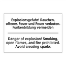 Explosionsgefahr! Rauchen, offenes /.../ - Danger of explosion! Smoking, /.../