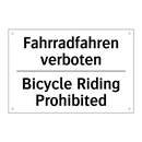 Fahrradfahren verboten - Bicycle Riding Prohibited