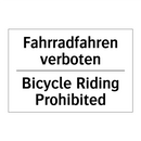 Fahrradfahren verboten - Bicycle Riding Prohibited