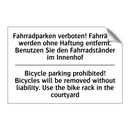 Fahrradparken verboten! Fahrräder /.../ - Bicycle parking prohibited! Bicycles /.../