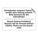 Fahrradparken verboten! Fahrräder /.../ - Bicycle Parking Prohibited! Bicycles /.../