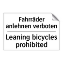 Fahrräder anlehnen verboten - Leaning bicycles prohibited