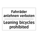 Fahrräder anlehnen verboten - Leaning bicycles prohibited