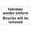 Fahrräder werden entfernt - Bicycles will be removed