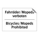 Fahrräder/Mopeds verboten - Bicycles/Mopeds Prohibited