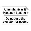 Fahrstuhl nicht für Personen benutzen/.../ - Do not use the elevator for people/.../