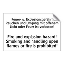 Feuer- u. Explosionsgefahr! Rauchen /.../ - Fire and explosion hazard! Smoking /.../