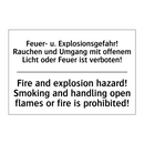 Feuer- u. Explosionsgefahr! Rauchen /.../ - Fire and explosion hazard! Smoking /.../