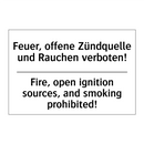 Feuer, offene Zündquelle und Rauchen /.../ - Fire, open ignition sources, and /.../