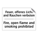 Feuer, offenes Licht and Rauchen /.../ - Fire, open flame and smoking prohibited/.../