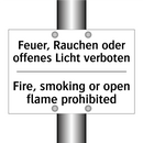 Feuer, Rauchen oder offenes Licht /.../ - Fire, smoking or open flame prohibited/.../