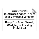 Feuerschutztür geschlossen halten, /.../ - Keep Fire Door Closed, Wedging /.../