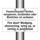 Feuerschutztür! Keilen, versperren, /.../ - Fire door! Wedging, obstructing, /.../