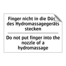 Finger nicht in die Düse des Hydromassagegeräts /.../ - Do not put finger into the nozzle /.../