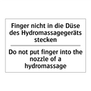 Finger nicht in die Düse des Hydromassagegeräts /.../ - Do not put finger into the nozzle /.../