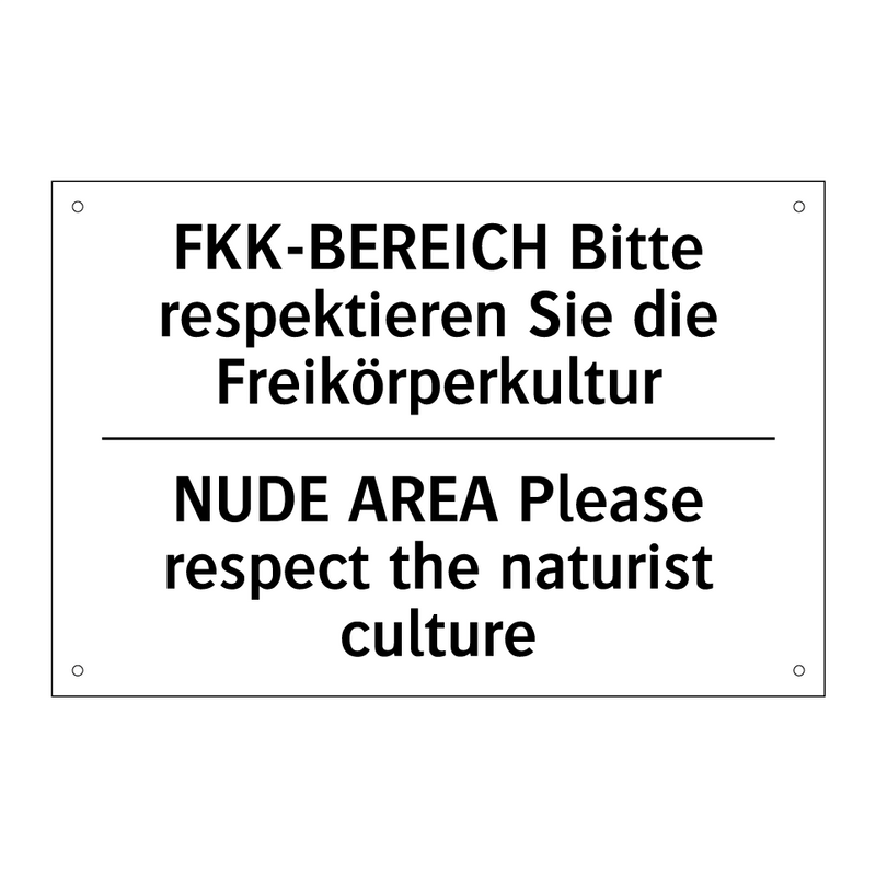 FKK-BEREICH Bitte respektieren /.../ - NUDE AREA Please respect the naturist /.../
