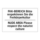 FKK-BEREICH Bitte respektieren /.../ - NUDE AREA Please respect the naturist /.../