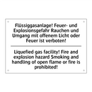 Flüssiggasanlage! Feuer- und Explosionsgefahr /.../ - Liquefied gas facility! Fire and /.../
