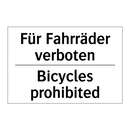 Für Fahrräder verboten - Bicycles prohibited