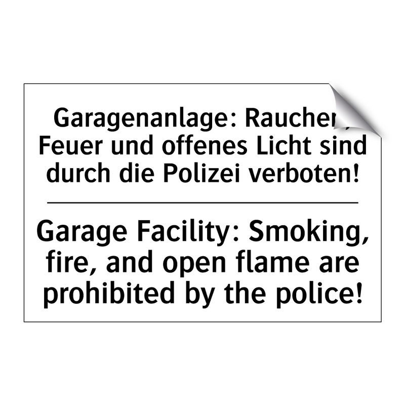 Garagenanlage: Rauchen, Feuer /.../ - Garage Facility: Smoking, fire, /.../
