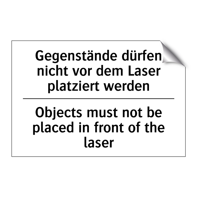 Gegenstände dürfen nicht vor dem /.../ - Objects must not be placed in /.../