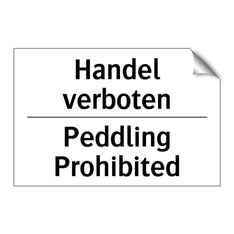 Handel verboten - Peddling Prohibited