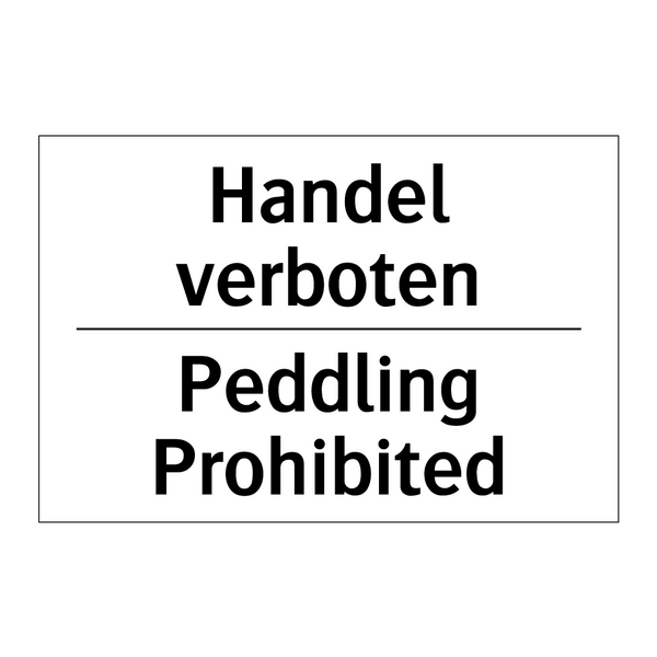 Handel verboten - Peddling Prohibited
