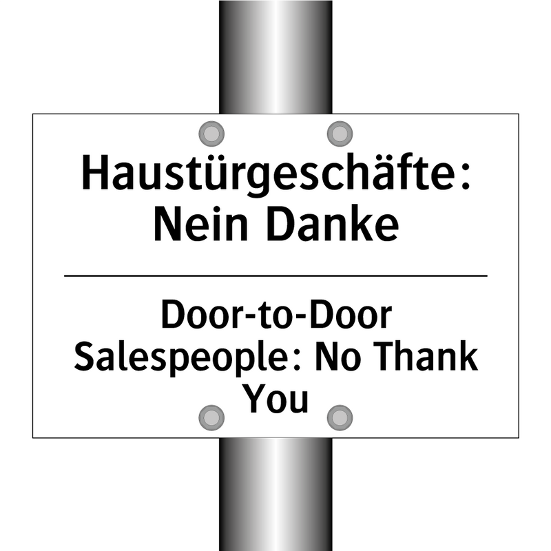 Haustürgeschäfte: Nein Danke - Door-to-Door Salespeople: No Thank /.../