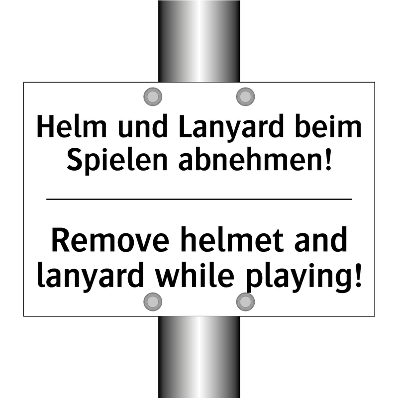 Helm und Lanyard beim Spielen /.../ - Remove helmet and lanyard while /.../